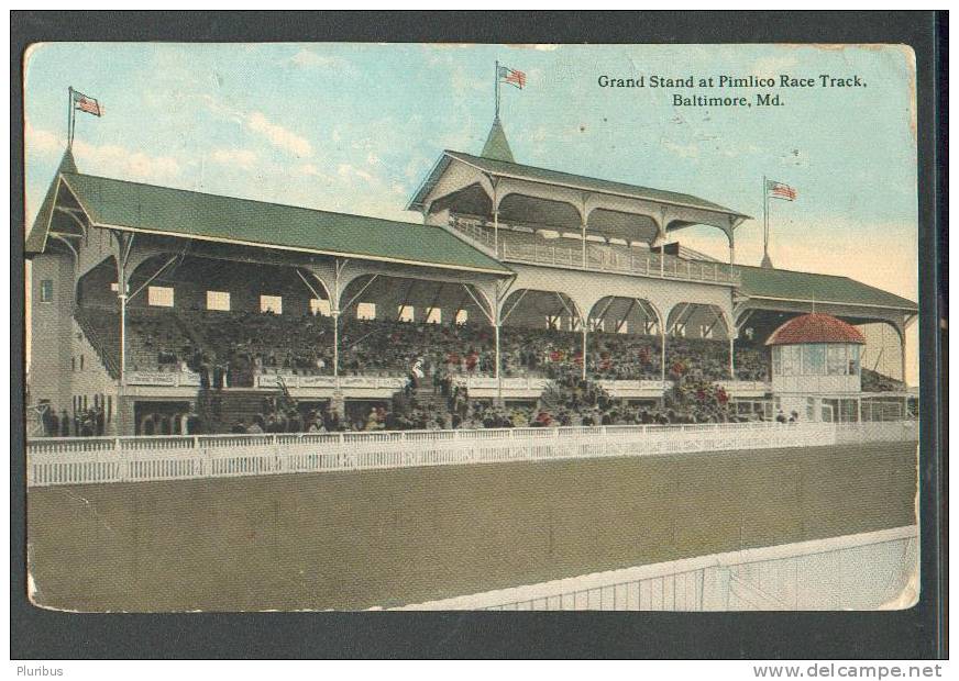 USA  GRAND STAND AT PIMLICO RACE TRACK , BALTIMORE  MD. ,  OLD POSTCARD - Baltimore