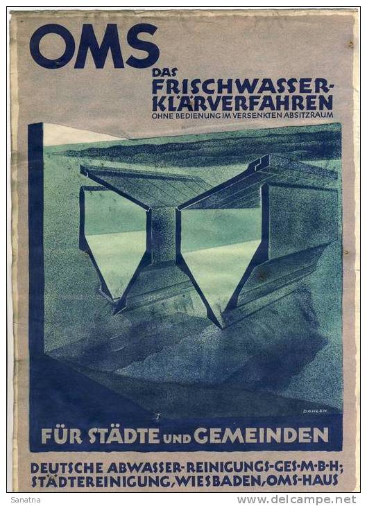 Germany . Alte Blatt Werbung OMS  Das Frishwasser-Klarverfahren Wiesbaden - Historische Dokumente