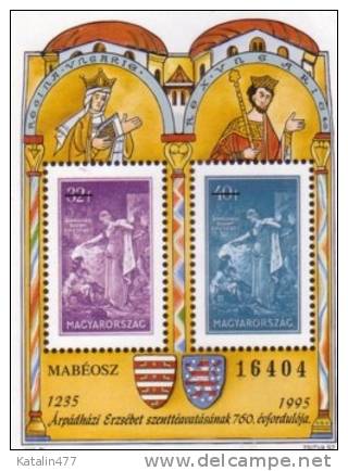 HUNGARY. 1995. Saint Elisabeth,    Spec.block, With Reprint Stamps, MNH×× Memorial Sheet - Commemorative Sheets