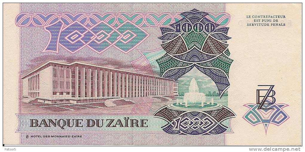 1989 1000 Zaïres Neuf - Zaïre