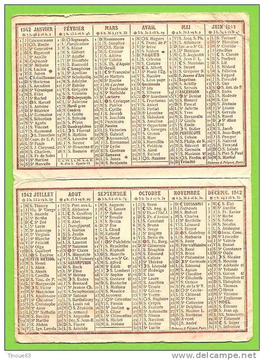 63 - THIERS - Calendrier 1942 - Grande Pharmacie Principale MALLARET-LAVERGNE, Successeurs - Formato Piccolo : 1941-60