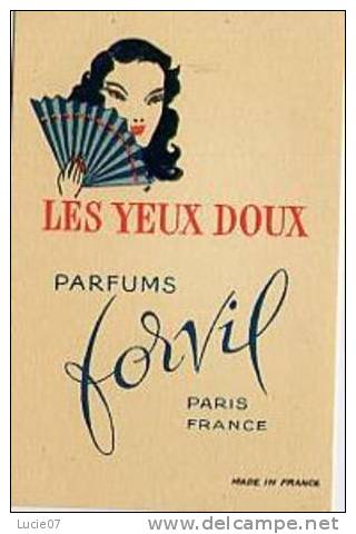 A.Immédiat Carte Parfumée Ancienne   FORVIL  LES YEUX DOUX  RARE - Vintage (until 1960)