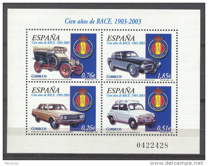 Spain 2003 - Cent Automovil Club Ed 3896 (**) - Cars