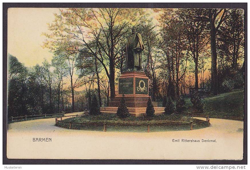 Germany Deutsches Reich PPC Barmen Emil Ritterhaus Denkmal 1909 A.K.E. (2 Scans) - Wuppertal