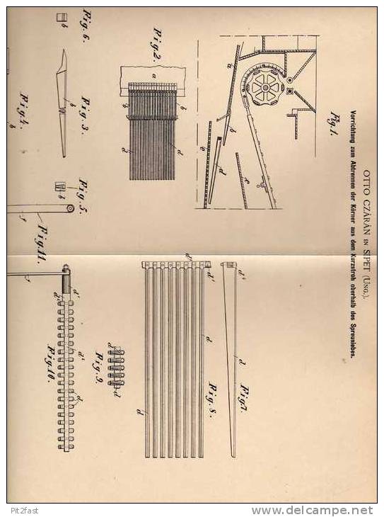 Original Patentschrift - O. Czaran In Sipet , Ungarn , 1900, Dreschmaschine , Landwirtschaft , Ernte !!! - Tools