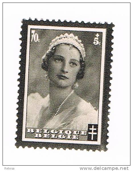 BELGIE MISDRUK GROTE HAARLOK  ROUWZEGEL KONINGIN ASTRID   1935 ** - Oddities On Stamps