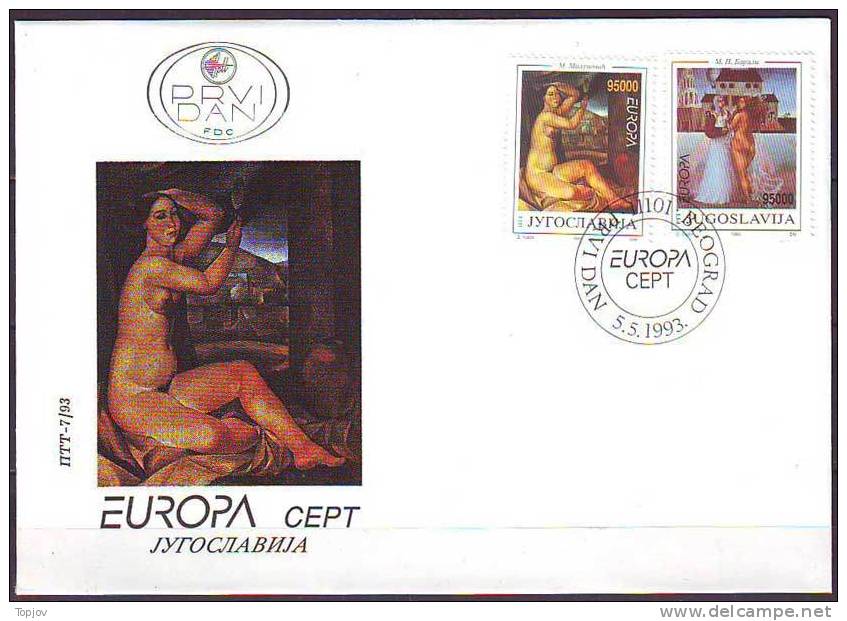 YUGOSLAVIA - JUGOSLAVIJA - FDC - PAINTINGS - ACT - NUDES  - 1993 - Desnudos