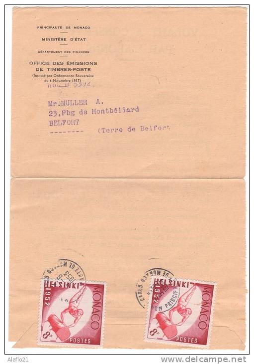 £9 - MONACO - N° 390 X2 OBLITERES Sur Lettre De L'OETP - Marcofilie