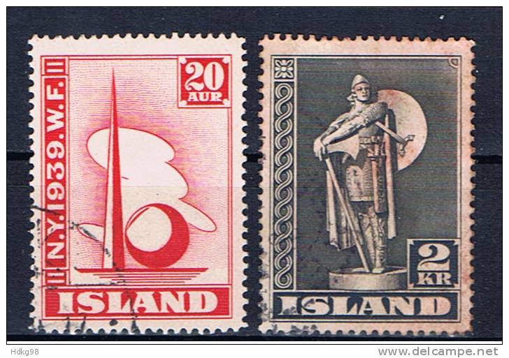 IS+ Island 1939 Mi 204 214 EXPO, Leif Eriksson - Used Stamps