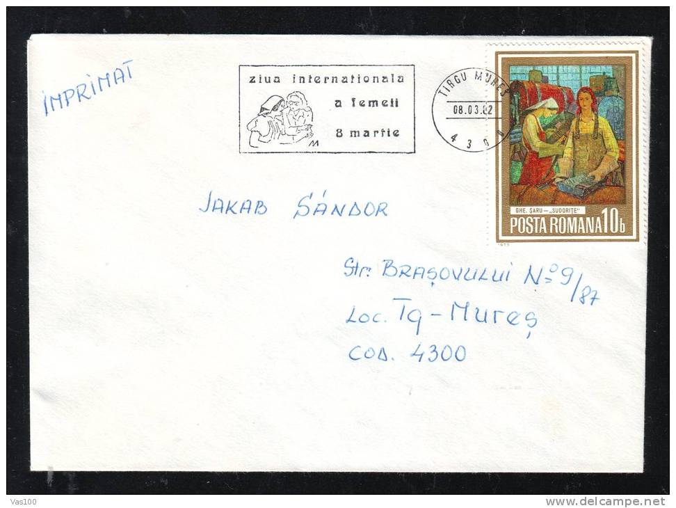 INTERNATIONAL WOMEN'S DAY, 1982, METER MARK ON COVER, ROMANIA - Lettres & Documents