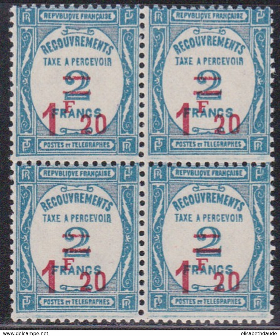 1929 - TAXE - YVERT N°64 ** MNH En BLOC De 4 - COTE = 520 EUR. - 1859-1959 Nuovi