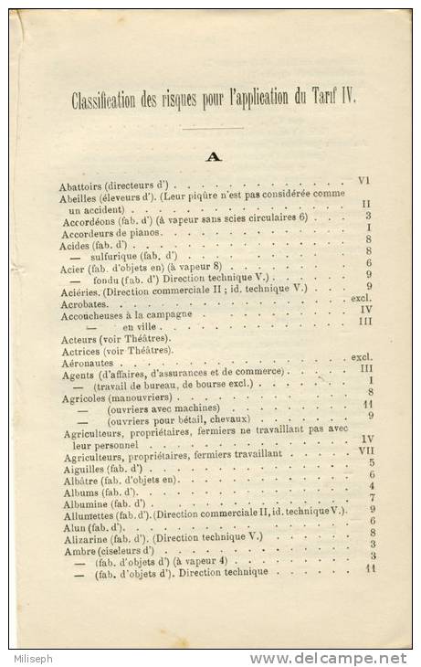 LA ROYALE BELGE - Instructions Pour Les Agents - Assurances Individuelles - Tarif Et Classification De Risques   (2227) - Ohne Zuordnung