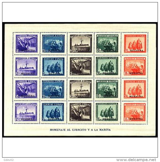 ES849STV-LFT3776THCP.España. Spain.Espagne    HB HOMENAJE AL EJERCITO Y LA MARINA 1938.(Ed 849*)con Charnela LUJO - Hojas Completas