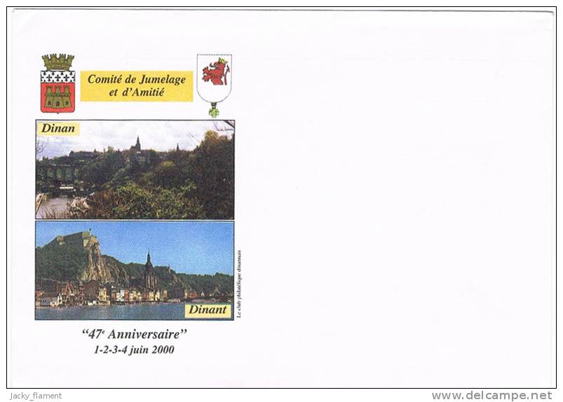 Enveloppe Repiquée Neuve "47e Anniversaire Jumelage Dinan-Dinant" - Du 1 Au 4 Juin 2000 - Zonder Classificatie