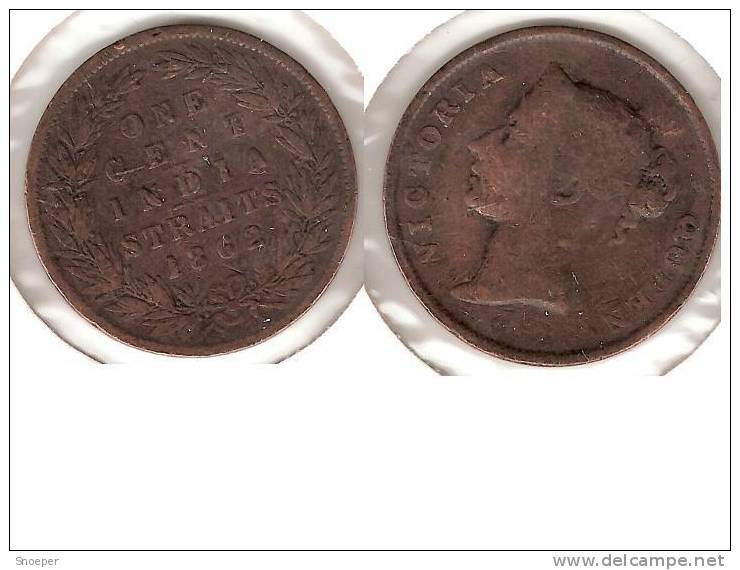 *Straits Settlements 1 Cent 1862  Km 6  Fr+ - Malaysie