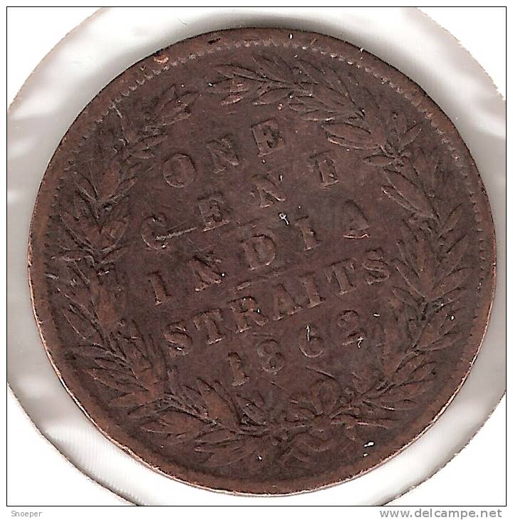 *Straits Settlements 1 Cent 1862  Km 6  Fr+ - Malaysie