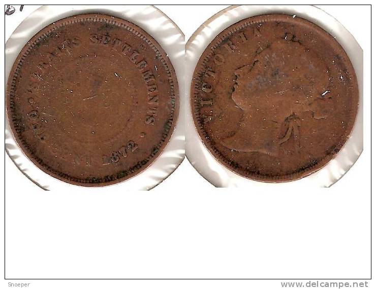 *Straits Settlements 1 Cent 1872 H  Km 9  Fr - Malaysie