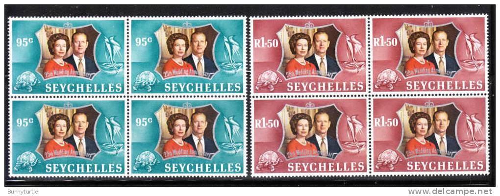 Seychelles 1972 Silver Wedding Issue Omnibus Sailfish Tortoise Blk Of 4 MNH - Seychellen (...-1976)