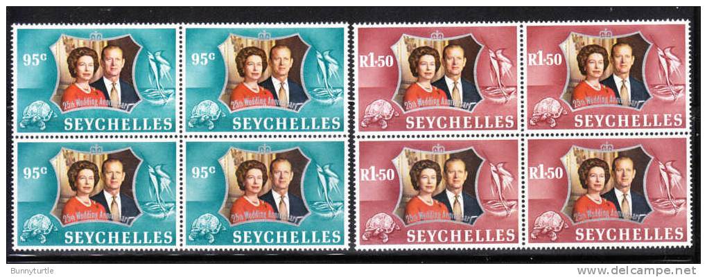Seychelles 1972 Silver Wedding Issue Omnibus Sailfish Tortoise Blk Of 4 MNH - Seychelles (...-1976)