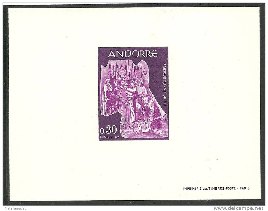 ANDORRA- 3 PRUEBAS DE LUJO CORREO FRANCES CATALOGO M. ABAD. Nº 191/193 - Blocks & Sheetlets