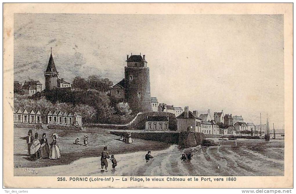 44 - Pornic - La Plage, Le Vieux Château Et Le Port, Vers 1860 - Pornic