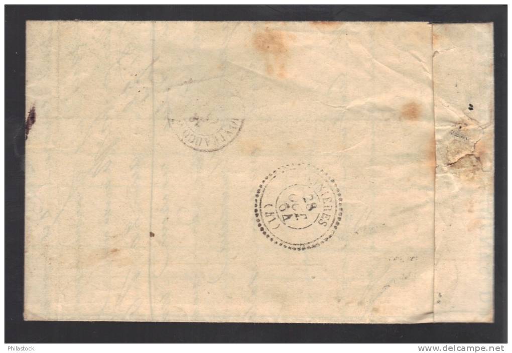 FRANCE 1864 N° 22 Obl. S/Lettre Entiére GC 2145 A C à D Lyon Les Terreaux - 1862 Napoleon III