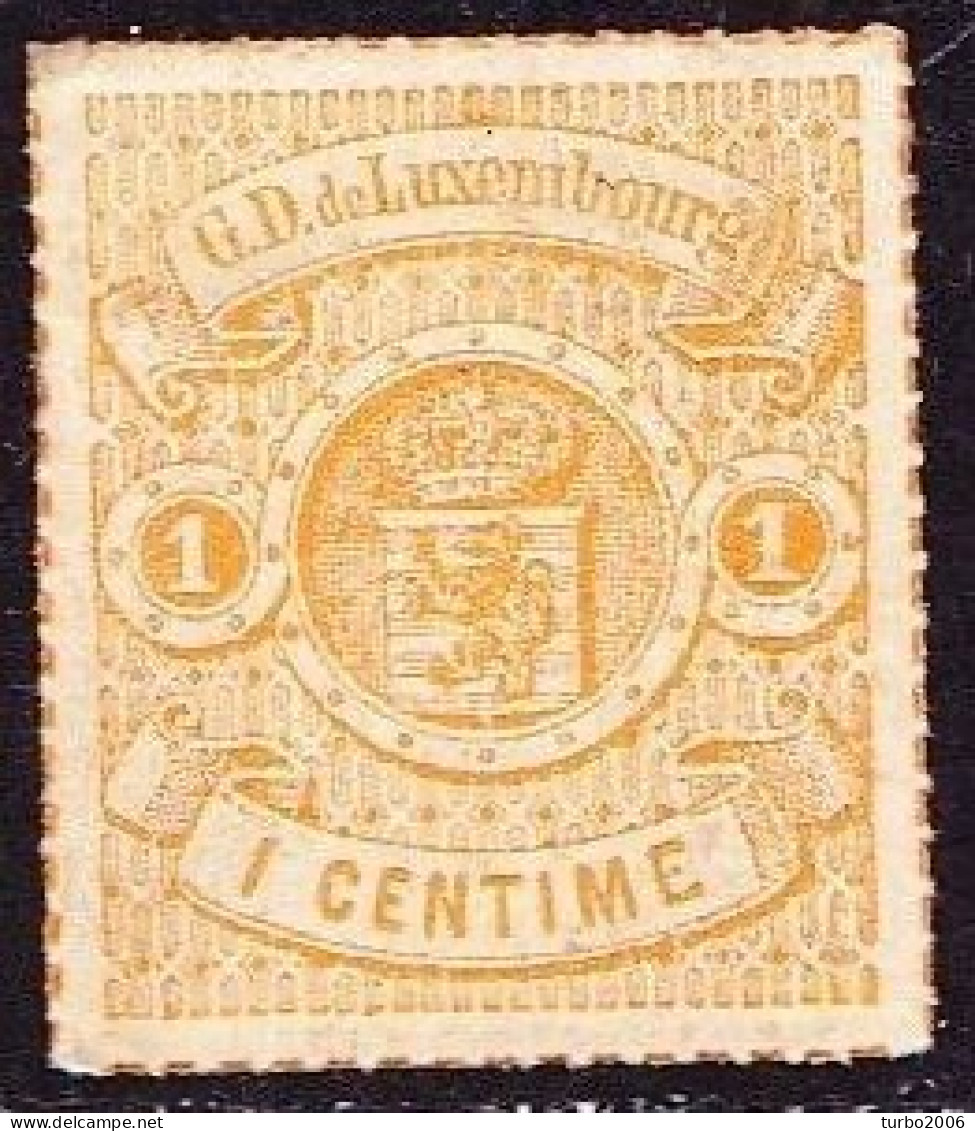 1865 / 75 Wappen Im Kreis Farbige Ränder 1 Centime Orange Mi. 16 A Mit Falz - 1859-1880 Wapenschild