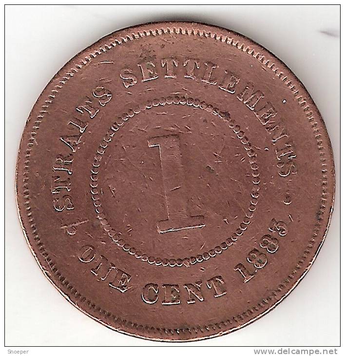 *Straits Settlements 1 Cent 1883  Km 9  Fr+ - Malaysie