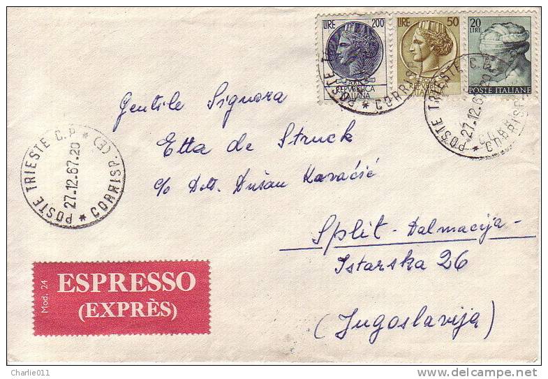 EXPRESS COVER-TRIESTE-SPALATO-ITALY-1967 - Express-post/pneumatisch