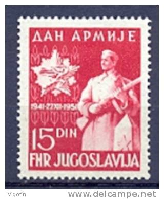 YU 1951-675 ARMY DAY, YUGOSLAVIA, 1v, MNH - Nuevos