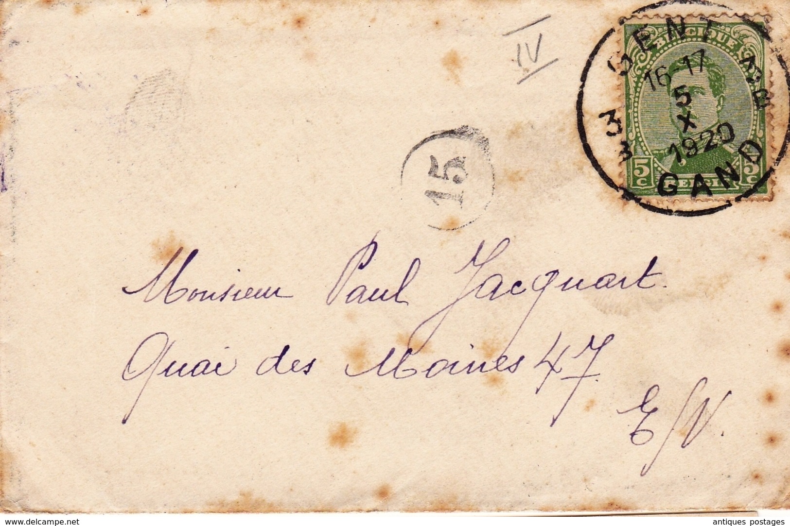 Lettre Belgique Gent Gand 1920 Albert Ier Pierre Breydel Avocat - 1915-1920 Albert I