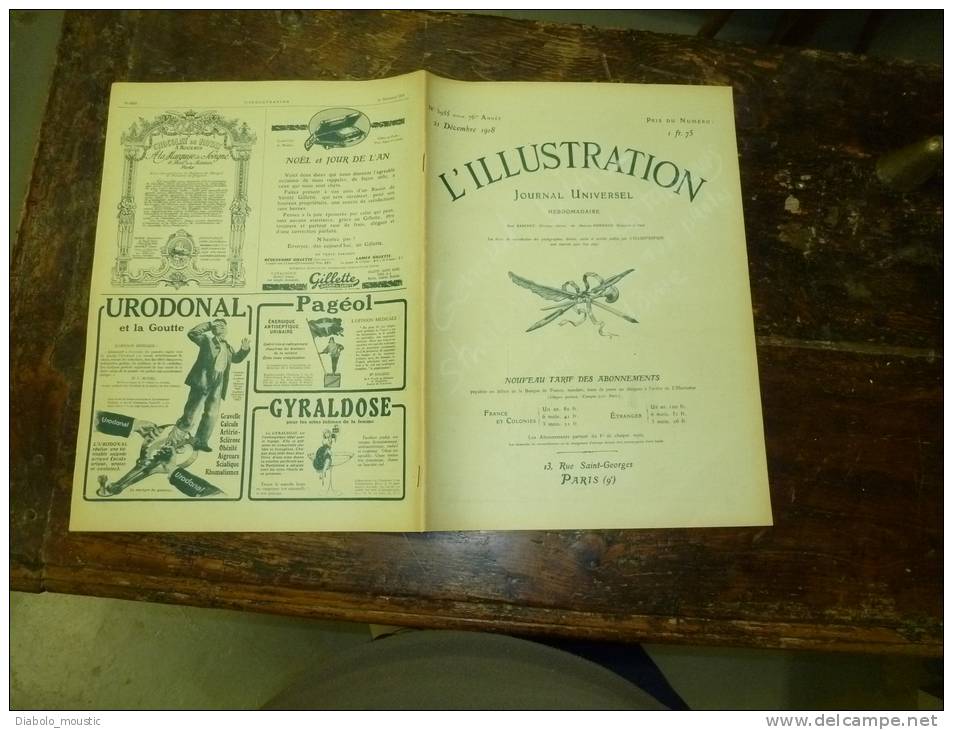 1918 Pub Automobile;Portrait Gén.Diaz ;Navire Washington à Brest ; Alsace En Fête,  Strasbourg, Colmar ;Cherbourg;Avion - L'Illustration