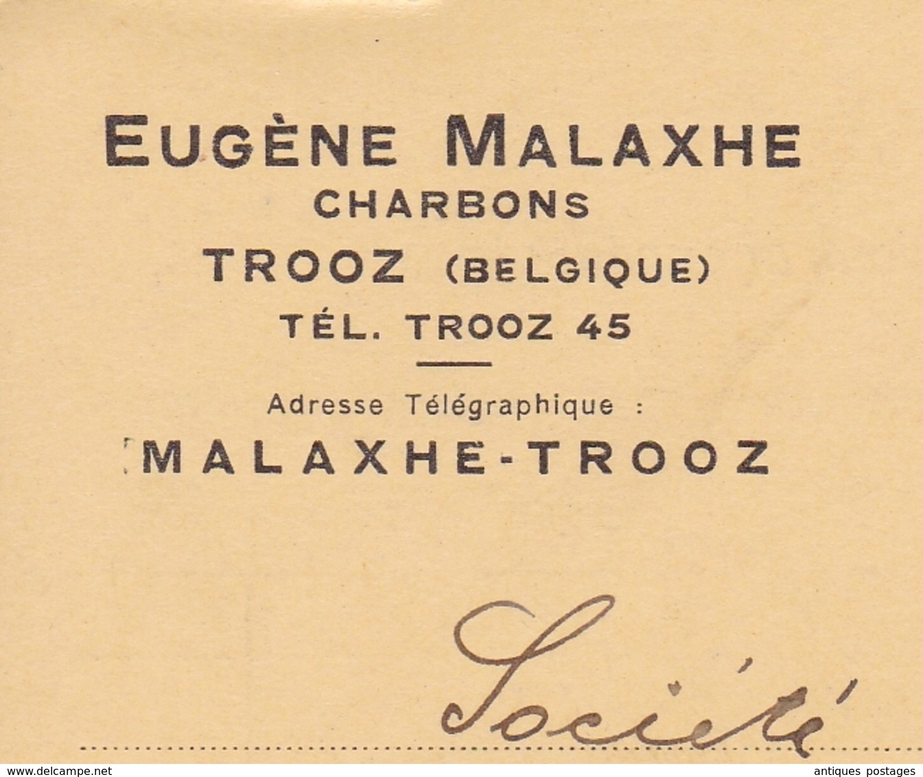 Carte Postale Belgique Trooz Eugène Malaxhe Charbon - 1915-1920 Albert I.