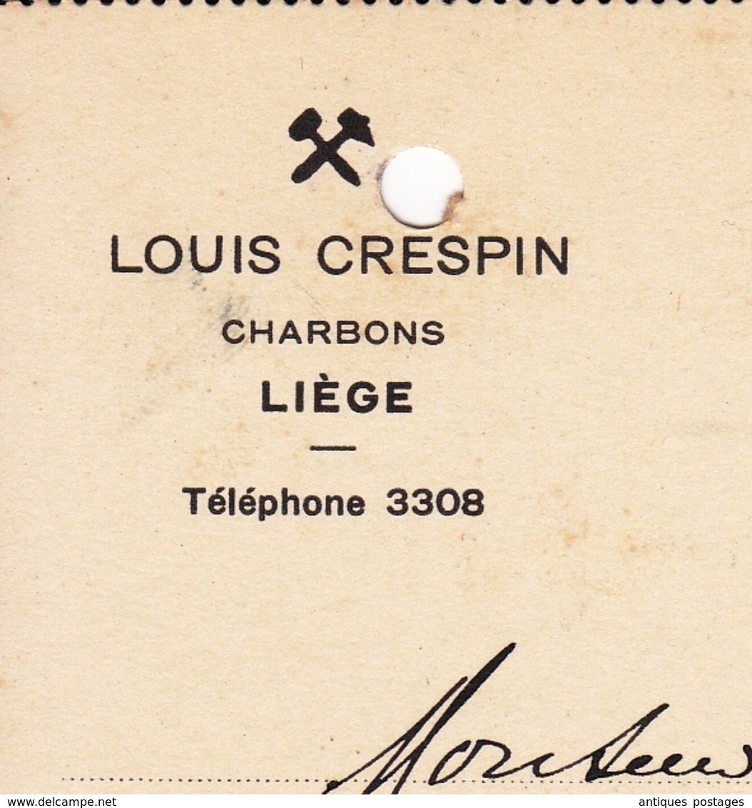 Carte Postale 1919 Belgique Liège Luik Louis Crespin Charbon Coke - 1915-1920 Albert I