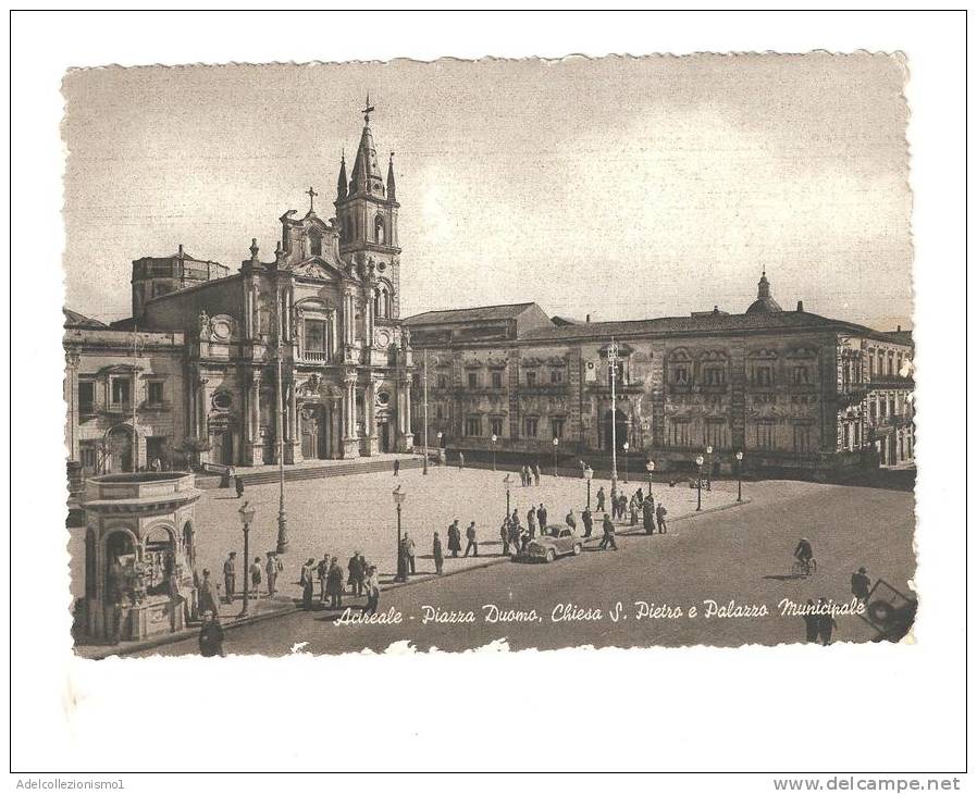 70097)cartolina Illustratoria Acireale - Piazza Duomo , Chiesa E Palazzo Municipale - Acireale