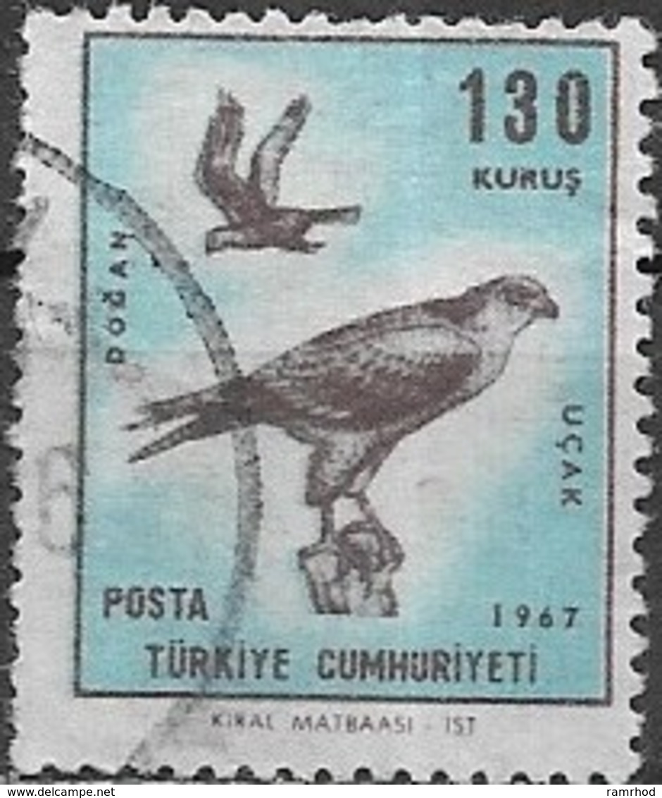 TURKEY 1967 Air. Birds. - 130k. Pallid Harrier FU - Airmail