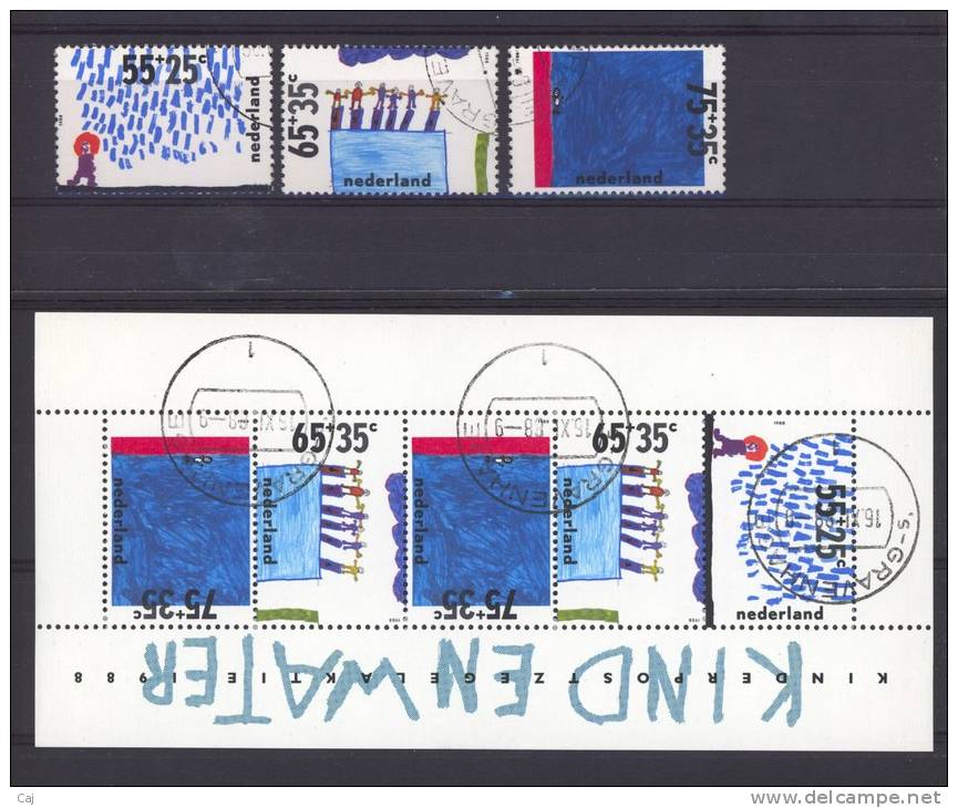 Pay-Bas  -  1988  :  Yv  1323-25  +  Bloc  32  (o) - Used Stamps