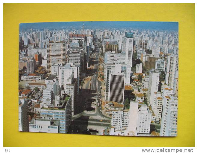 SAO PAULO VISTA AEREA AVENIDA PAULISTA,RED STAMP PAR AVION - São Paulo