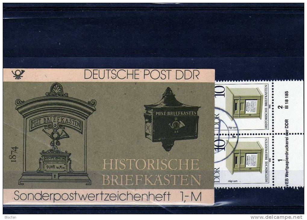 SMH 22 Historische Briefkästen Um 1874 Reichspost DDR 10x 2924+SMHD22 O 10€ Rauchwaren Vom Murmeltier Booklet Of Germany - Postzegelboekjes