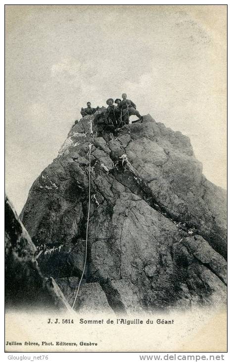 SOMMET DE L'AIGUILLE DU GEANT...CPA ANIMEE - Escalade