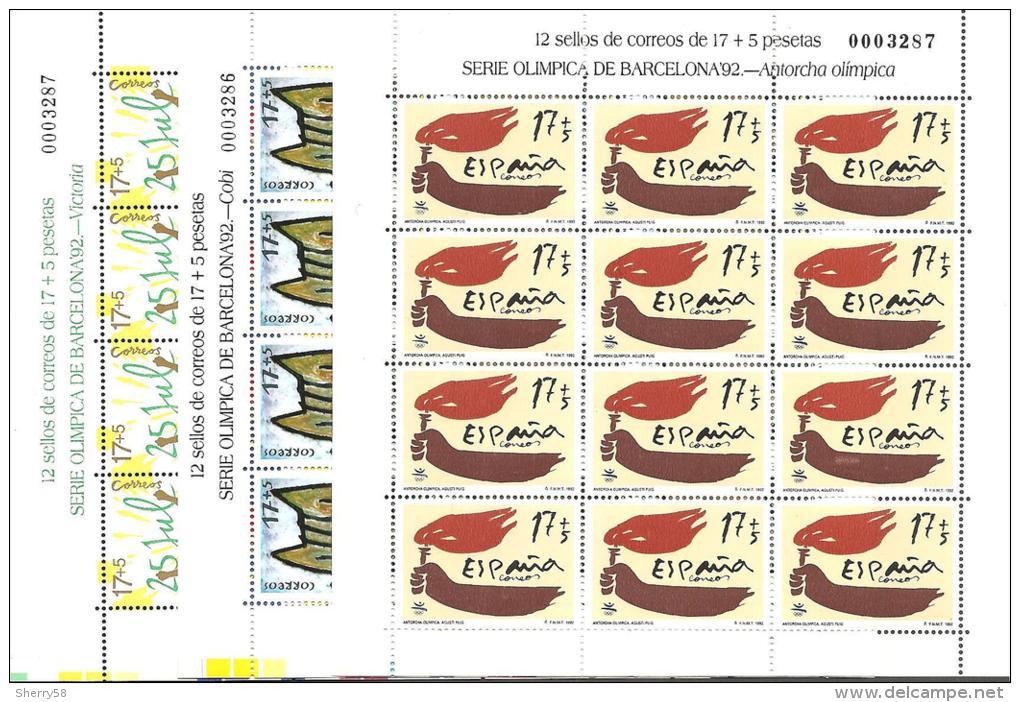 1992-ED.3212a14  MINIPLIEGOS  43,44,45-JUEGOS OLIMPICOS BARCELONA´92 MOTIVOS.COBI.ANTORCHA Y VICTORIA-NUEVO - Full Sheets