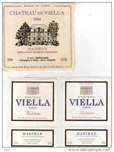 MADIRAN - Chateau De Viella - 3 Etiquettes : 1994 - 2003 - 2004 - Bortolussi   (38925) - Madiran