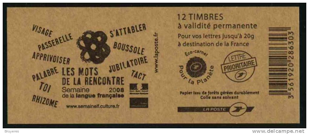 Eco-carnet De 12 Timbres Autocol. Type "Lamouche" Avec Couverture Kraft "Les Mots De La Rencontre" - Autres & Non Classés