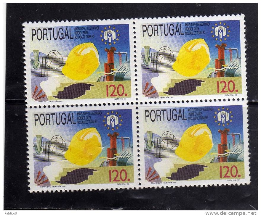 PORTOGALLO - PORTUGAL 1992 ACCIDENT PREVENTION PREVENZIONE INFORTUNI - SICUREZZA - IGIENE - SALUTE MNH QUARTINA - Unused Stamps