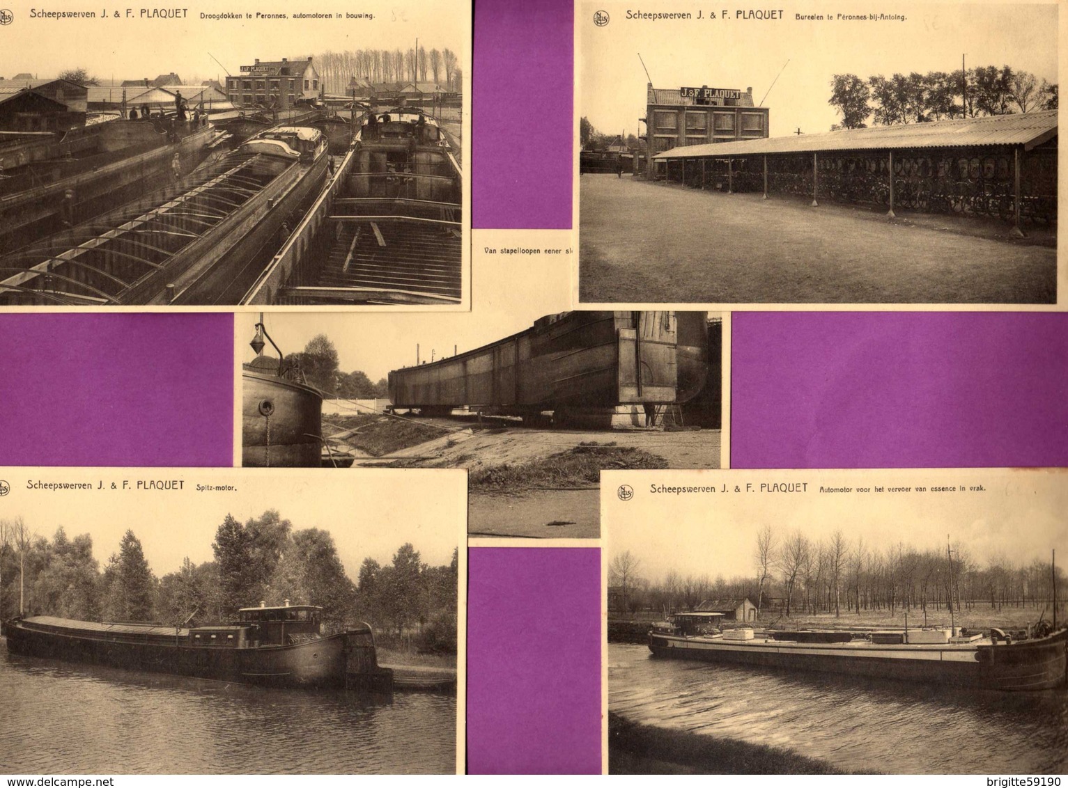 LOT - 20 CPA - PENICHE - CHANTIER NAVAL / SCHEEPSWERVEN - PLAQUET - MORTAGNE DU NORD / PERONNES LES ANTOINGS - Péniches