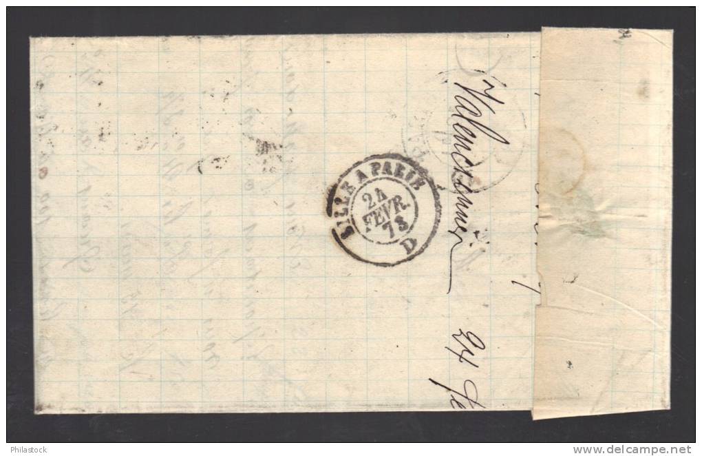 FRANCE 1873 N° 60 Obl. S/Lettre Entiére GC 4077 C à D Valenciennes - 1871-1875 Cérès