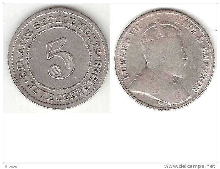 *Straits Settlements 5 Cents 1903  Km 20  Fr+ - Malesia