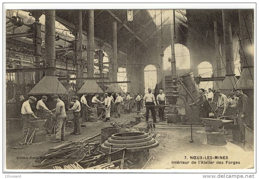 Carte Postale Ancienne Noeux Les Mines - Intérieur De L'Atelier Des Forges - Industrie, Usine - Noeux Les Mines