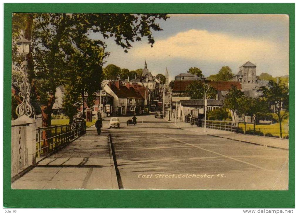 EAST STREET COLCHESTER ESSEX   VINTAGE POSTCARD Animation Station  B P. Side-car,  CPA  Année   1961 - Colchester