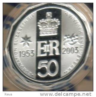 AUSTRALIA 50 CENTS 50 YEARS CORONATION  QEII HEAD 1 YEAR SILVER PROOF 2003 READ DESCRIPTION CAREFULLY!! - Sonstige & Ohne Zuordnung